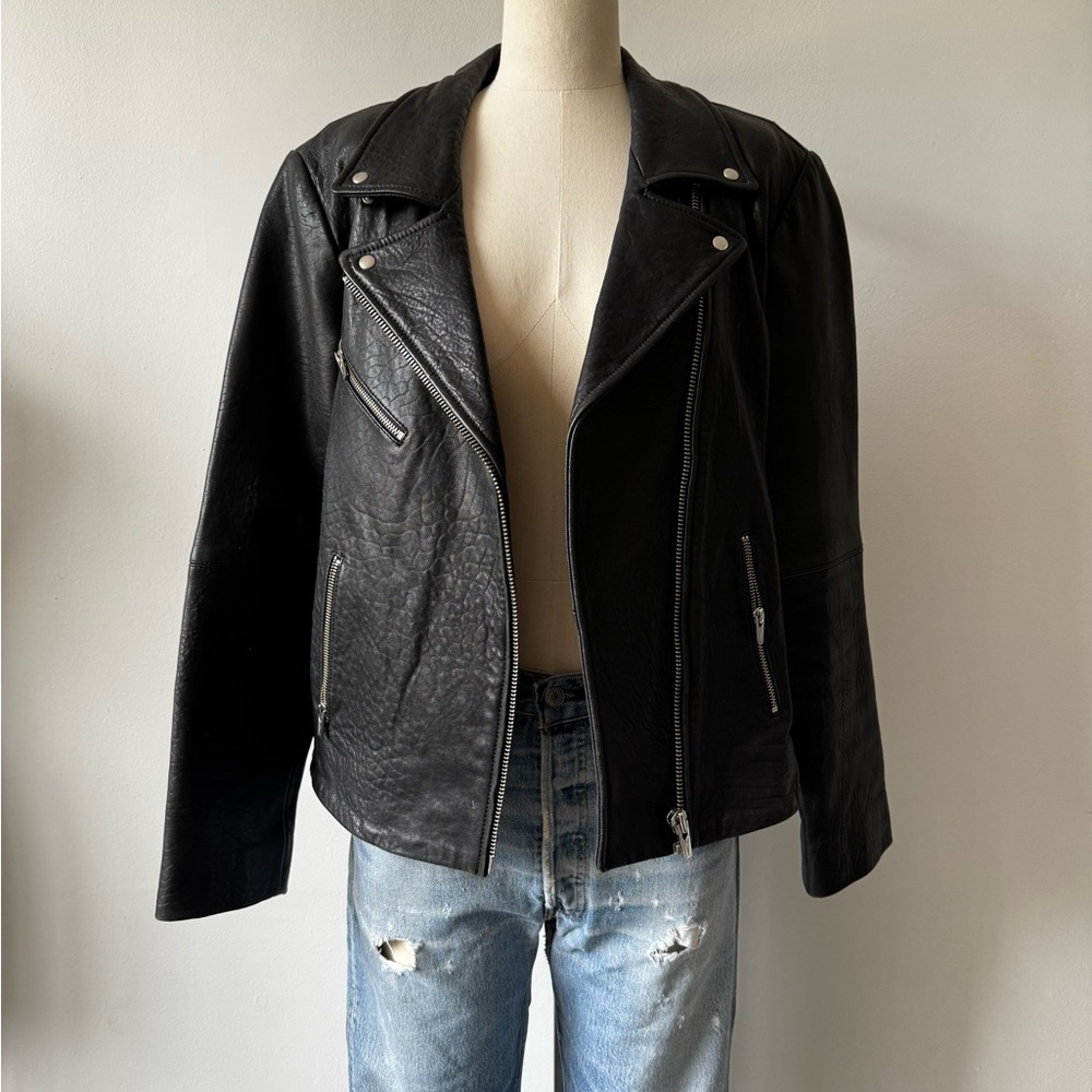 VEDA X Reformation Doyer Black Leather Jacket